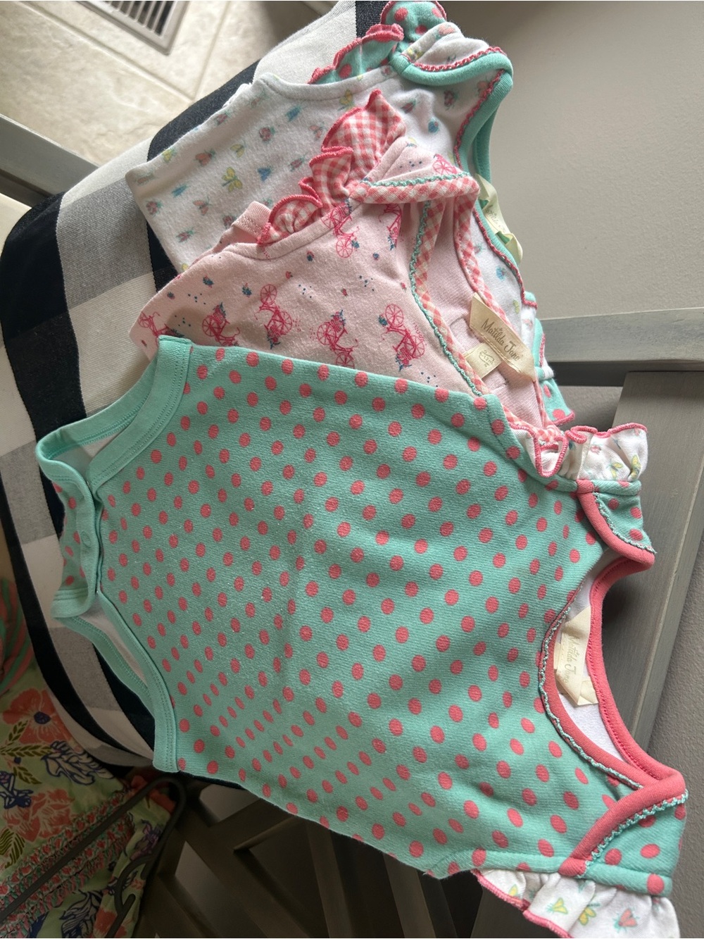 Matilda Jane Mint Green and Pink Polka Dot One-Piece Bodysuit